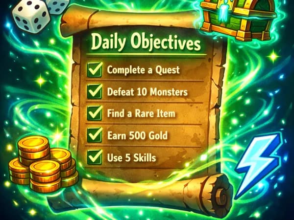 Daily objectives scroll with rewards